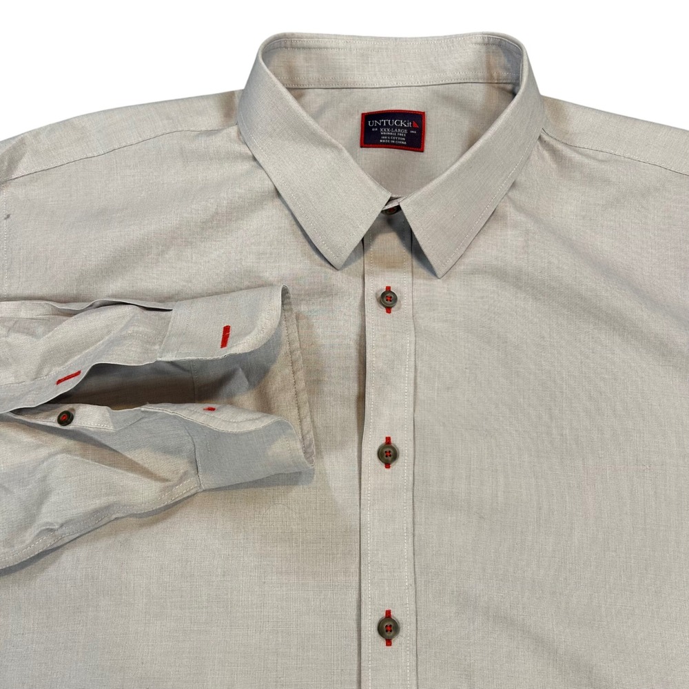 UNTUCKit Button Up Shirt Mens XXX Large Light‎ Gray Wrinkle Free Long Sleeve